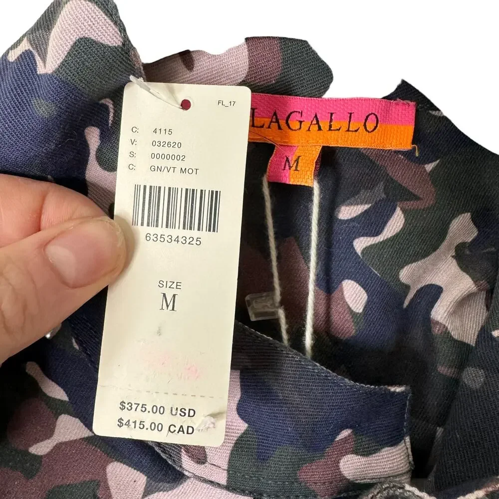 Vilagallo Anthropologie Embroidered Camo Sequin Jacket M
